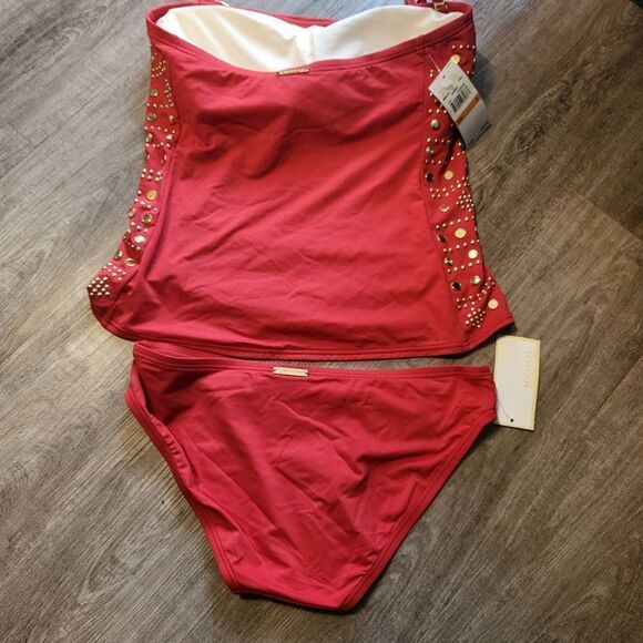 Michael Michael Kors Boho Studded Bandini Swim Top and bottom -CHILLI-Small - Picture 6 of 7